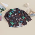 thumbnail image 3 of Kids Boys Shirts Western Style Print Long Sleeve Toddler Clothes Tops, 3 of 9