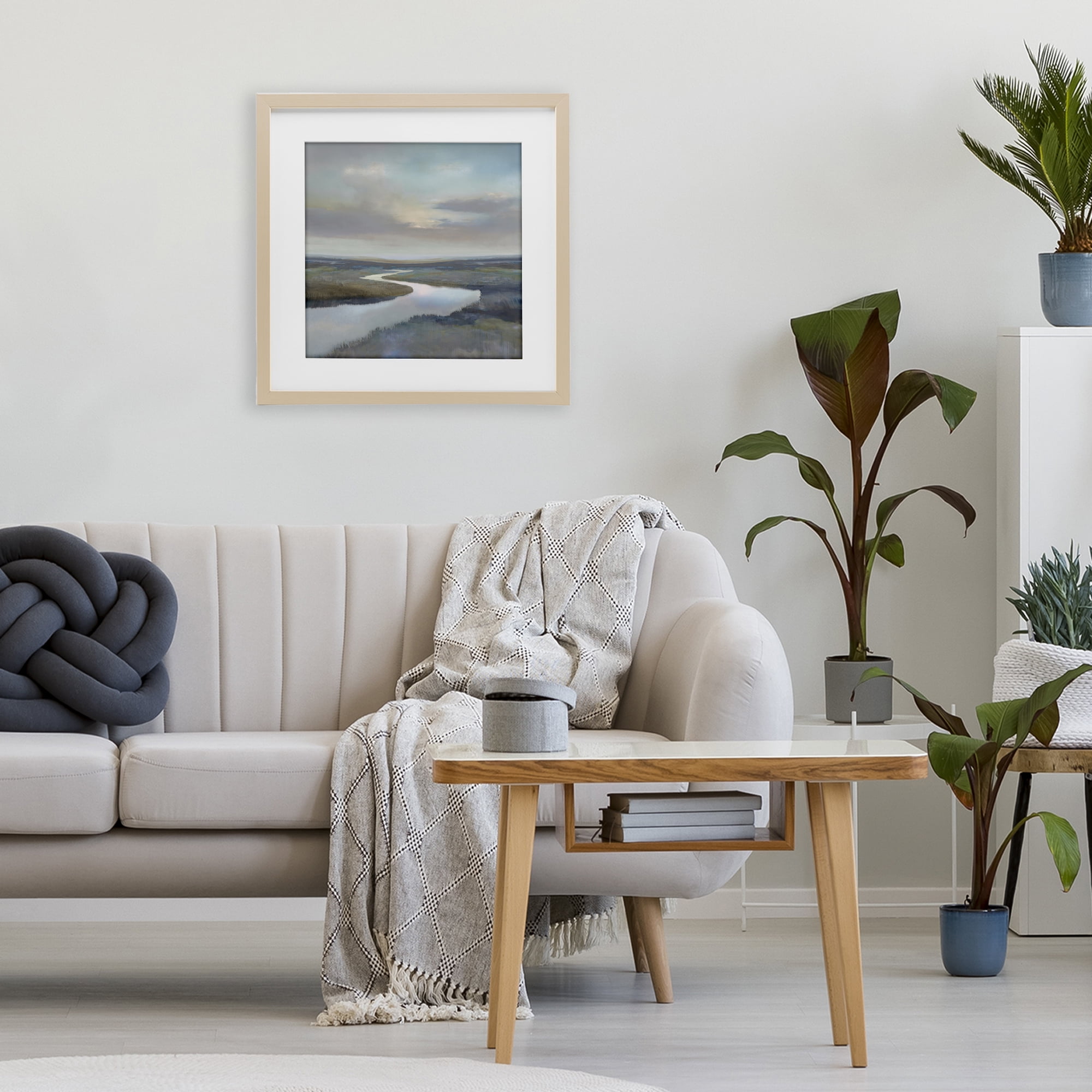 Stupell Industries Calm Riverbend in Greys Birch Framed Print Under Glass, design by Christy McKee