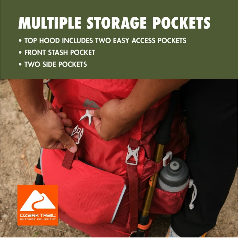 Ozark Trail 47 L Hydration Compatible, Hiking, Camping, Travel Backpack, Red, Unisex, New, Adult Ozark Trail 47 L Hydration Compatible, Hiking, Camping, Travel Backpack, Red, Unisex, New, Adult