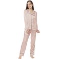 thumbnail image 2 of BlushBridesCo. Satin Pajamas Women's Long Sleeve Sleepwear Soft Silk Button Down Loungewear Pjs Pants Set XS-XXXL, 2 of 5