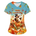 thumbnail image 2 of Xfvqtps Thanksgiving Scrub Tops for Women Soft V-Neck Scrubs Comfortable Nursing Uniforms Short Sleeve Tops Turkey Print Blouse Protective Clothing Working Uniforms with Pockets Red, 2 of 6