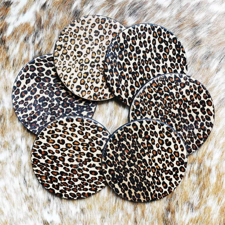 Hair-On Round Cowhide Coasters - Set of 4 - Genuine Cowhide