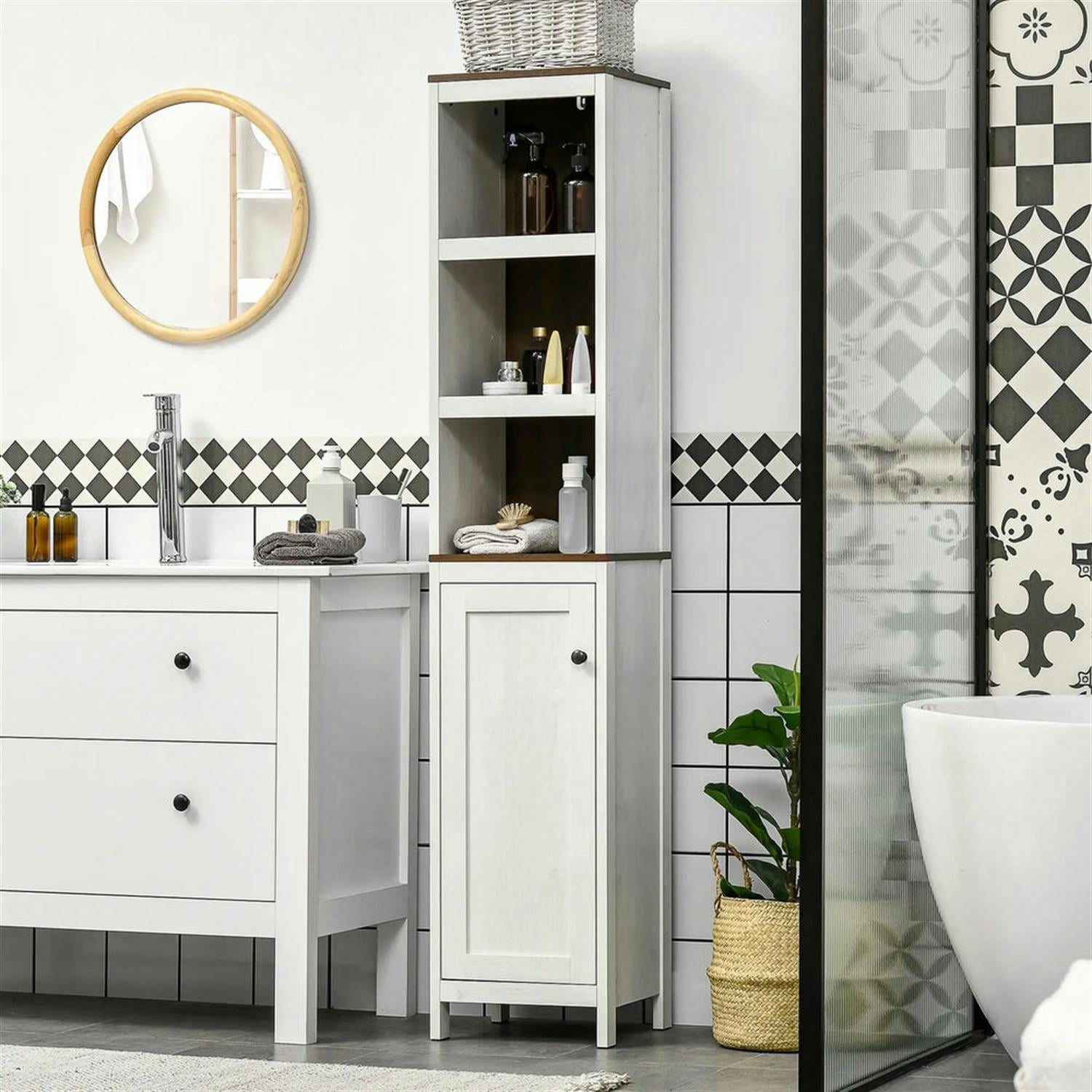 Demi Bonn 64" Tall Bathroom Storage Cabinet, Freestanding Tower Cabinet with Adjustable Shelves for Living Room, Kitchen, Dining Room, Office, White