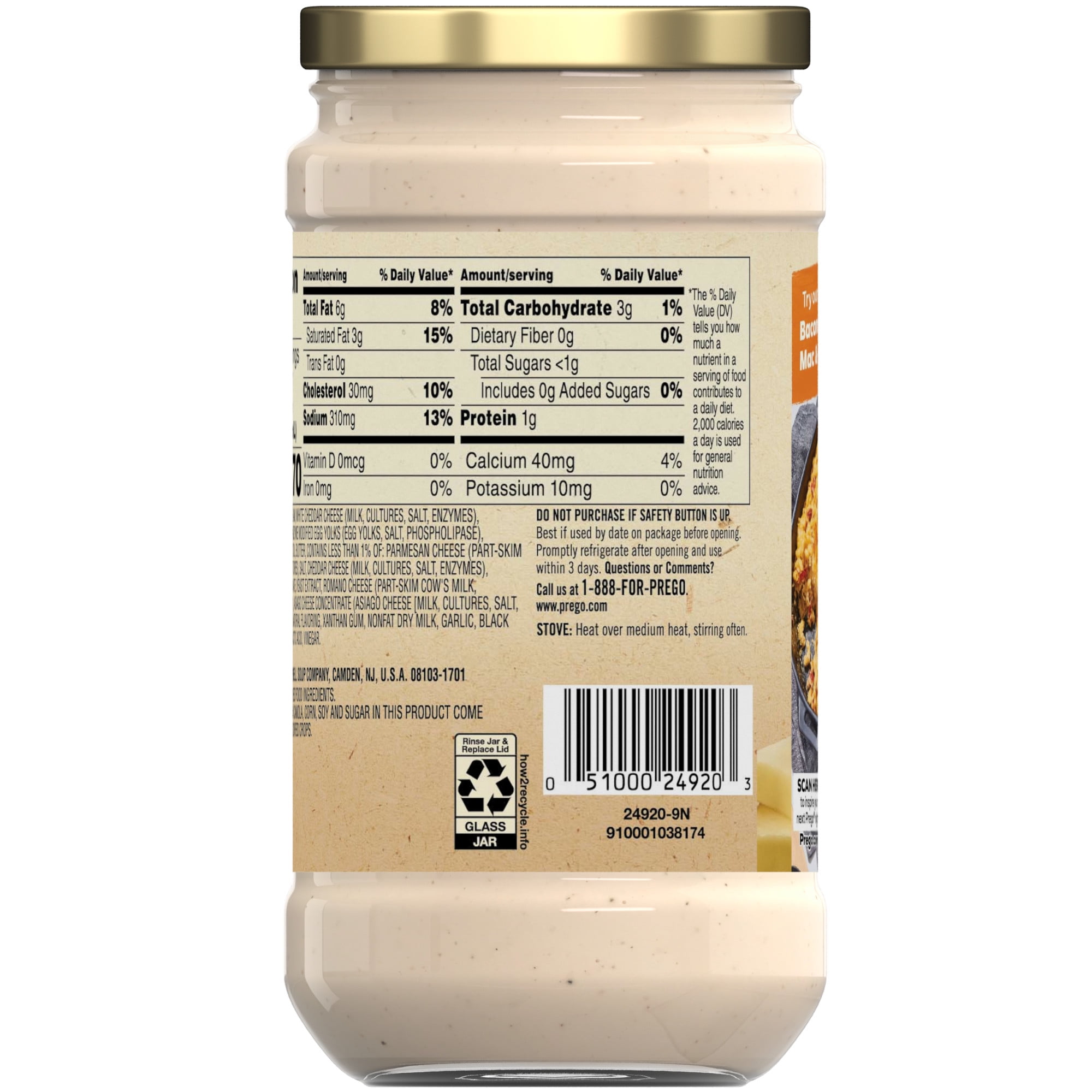 (2 pack) Prego Artisan Four Cheese Alfredo Pasta Sauce, 14.5 oz Jar