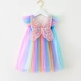 thumbnail image 2 of Trolimons Toddler Girls' Casual Dresses Fly Sleeve Butterfly With Wing Tie Dye Rainbow Tulle Holiday Party Dance Party Clothes Size 12-18 Months Sky Blue, 2 of 4