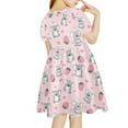 thumbnail image 3 of Yuyamidu Koala Crewneck Sundress British Strawberry Knee Length High Waistline Dress Kids Clothing Casual Outside Dress for Girls 3-4 Years Old Pink A-Line Swing Dress, 3 of 6