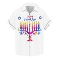 thumbnail image 2 of Wancir Chemises pour Hommes en Solde, Chemise Décontractée Imprimée Hanukkah à Manches Courtes, Boutonnée, Col à Revers, 2 of 5