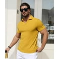 thumbnail image 6 of Aiyino Men's Muscle Stretch V Neck Polo Shirts Slim Fit Short Long Sleeve Golf T-Shirts Ribbed Knit Soft Tees Workout Tee Casual Polos, 6 of 7