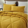 thumbnail image 3 of Chezmoi Collection Rory Mustard Yellow Comforter Set Twin Size 2-Piece Fluffy Soft Lightweight Bedding Triangle Quilted Stone-Washed Microfiber Comforter Set for All Season, 3 of 9