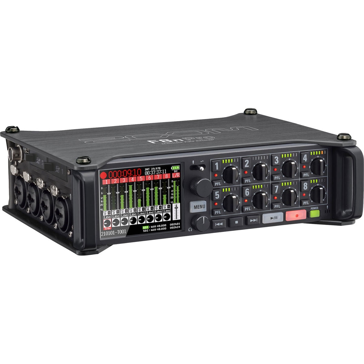 Zoom F8n Pro 8-Channel Multi-Track Field Recorder, Bundle with 128GB Memory Card, TAPH100 Headphones, 3x 25' Microphone Cable