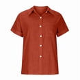 thumbnail image 2 of Womens Cotton Button Down Shirt Casual Short Sleeve Loose Fit Collared Linen Work Blouse Tops ,Button On Beach Tops Casual Blouses with Pocket, 2 of 5