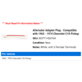 thumbnail image 2 of Alternator Adapter Plug - Compatible with 1963 - 1974 Chevy C10 Pickup 1964 1965 1966 1967 1968 1969 1970 1971 1972 1973, 2 of 2