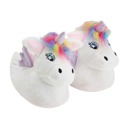 

Childrens Unicorn Plush Slippers with Rainbow Hair | Gift for Her