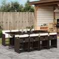 thumbnail image 1 of vidaXL 9 Piece Garden Dining Set with Cushions Brown Poly Rattan, 1 of 5