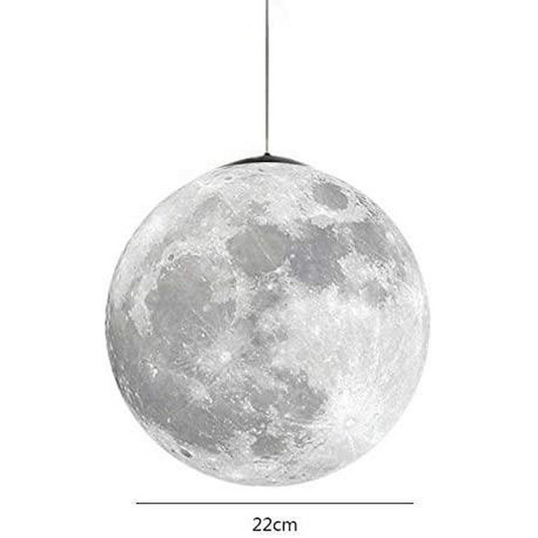 MHCT Light Up Moon 3D Printed Moon Pendant Lamp 3 Colors Chandeliers with 12W E26 LED Light Bulbs Moon Light for Home,Office, Bars and Cafe(10inch)