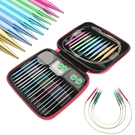 13 Sizes/Set Interchangeable Aluminum Circular Knitting Needle Sets 2.75mm-10mm New