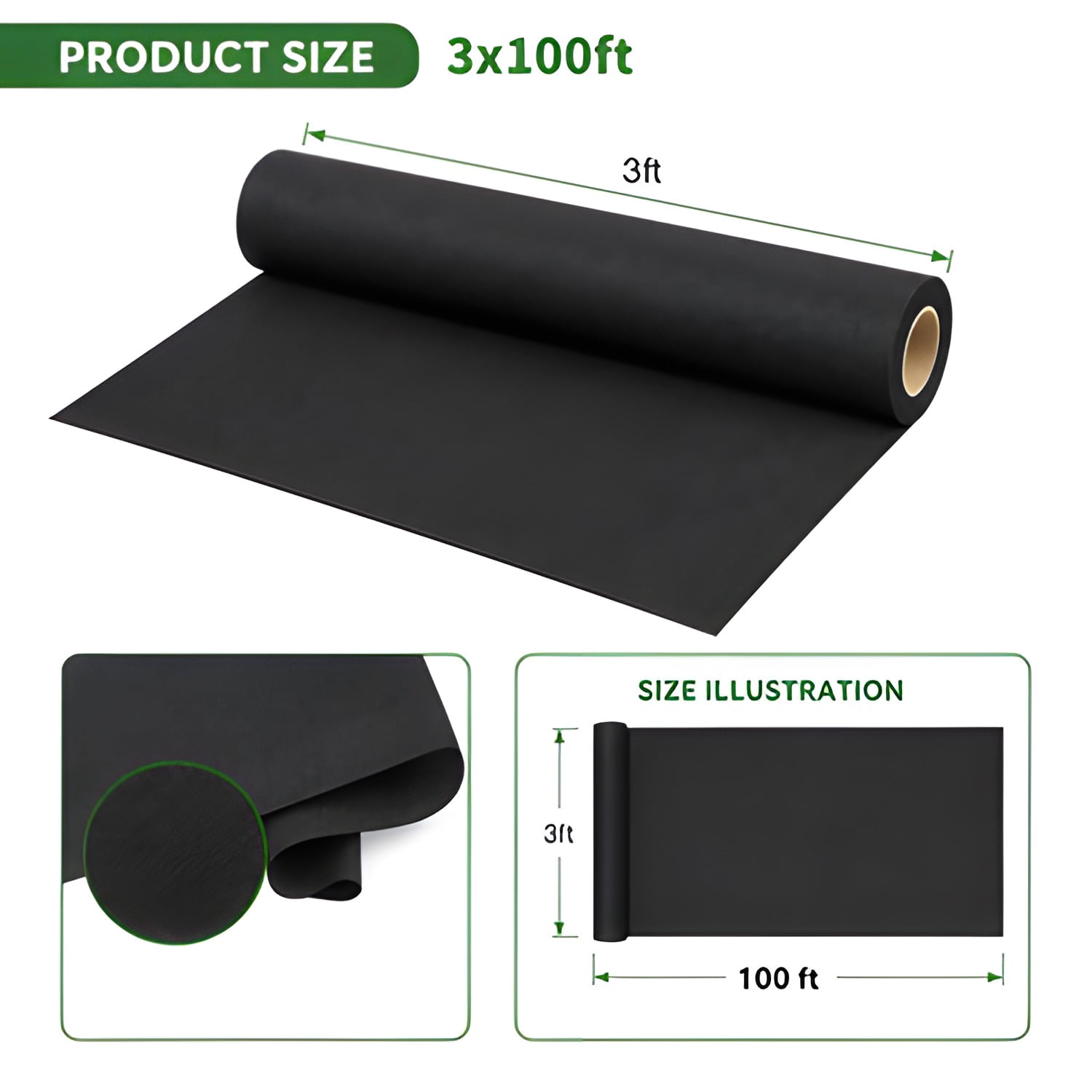 Non-Woven Weed Barrier Landscape Fabric Durable Long-Lasting for Garden Flower Beds Vegetable Gardens