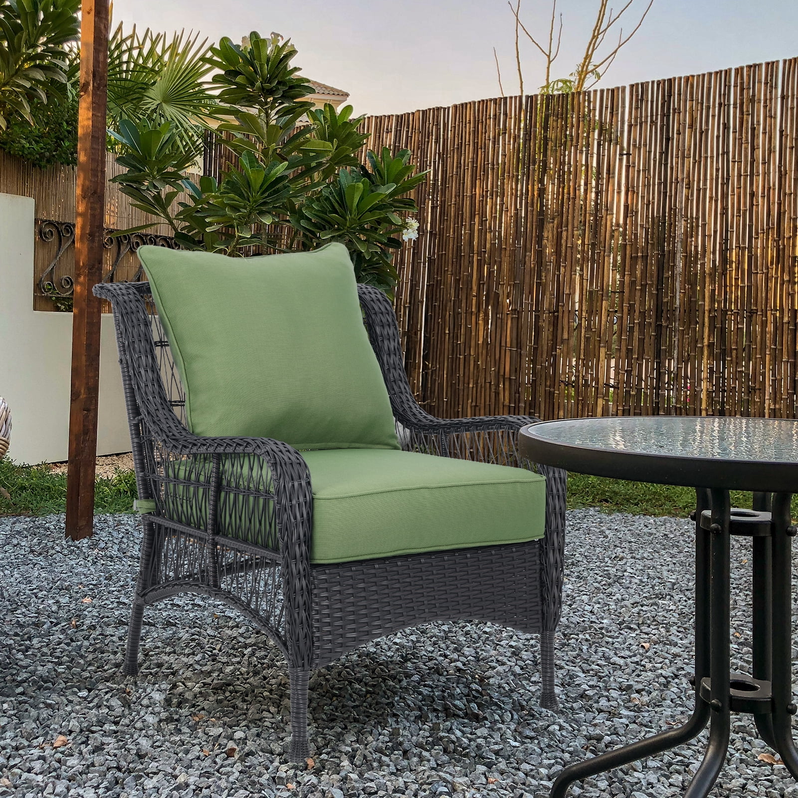 BPS 24x24x5 inch Outdoor Deep Seat Cushion, Water-Resistant Patio Furniture Cushions for Outdoor Chairs, Sofa, Couch, 2-Piece, Moss Green