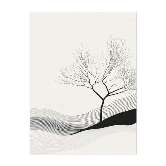Beautiful Tree Line Art - Line Drawing Unframed Wall Art Print 5 x 7 inches