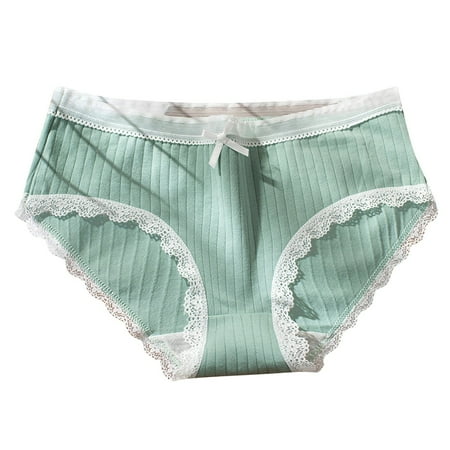 OJSFQUFP Women s Briefs Underwear Cotton High Waist Control Panties Ladies Panty High Elasticity Thread Underwear for Women Color Block Cute Lace Underwear Mint Green XL