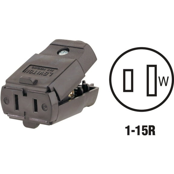 2PACK Leviton 15A 125V 2-Wire 2-Pole Hinged Cord Connector, Brown