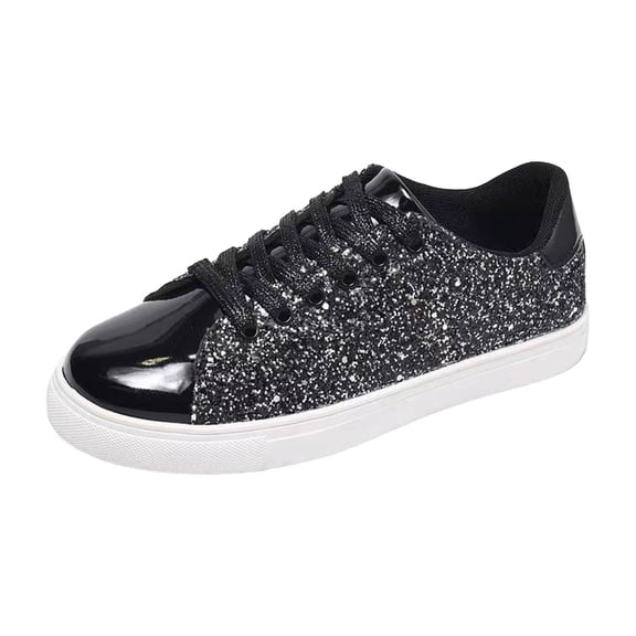 YLYL Sneakers for Women Glitter Sparkly Lace up Low Top Fashion Casual Walking Tennis Shoes