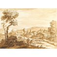 thumbnail image 2 of Anton Maria Zanetti the Elder 24x18 Gold Ornate Framed and Double Matted Museum Art Print Titled - Landscape with a Town by a River (1680-1767), 2 of 4