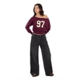 thumbnail image 2 of Forever 21 Women's Slouchy Sporty Graphic Sweater, High Rib Off-Shoulder Design for Cozy Fall Layering, M, 2 of 6