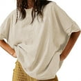 thumbnail image 3 of LANGWYQU Summer Oversize Women Short Sleeved Loose Casual Shirt Tops, 3 of 5