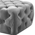 thumbnail image 3 of Button Tufted Velvet Fabric Upholstered Wooden Ottoman Gray, 3 of 5
