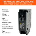 thumbnail image 2 of Interruptor termomagnético FalconSupply HOMT1520 15/20A 120V tipo tandem, 2 of 7