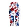 thumbnail image 4 of XIAfhje Linen Pants Women Capris Casual Loose Harlan Pants With Drawstring Stripe Print/American Flag Print Fashion Capris Pants Comfy Palazzo Trousers Baggy Pants With Pockets, 4 of 5
