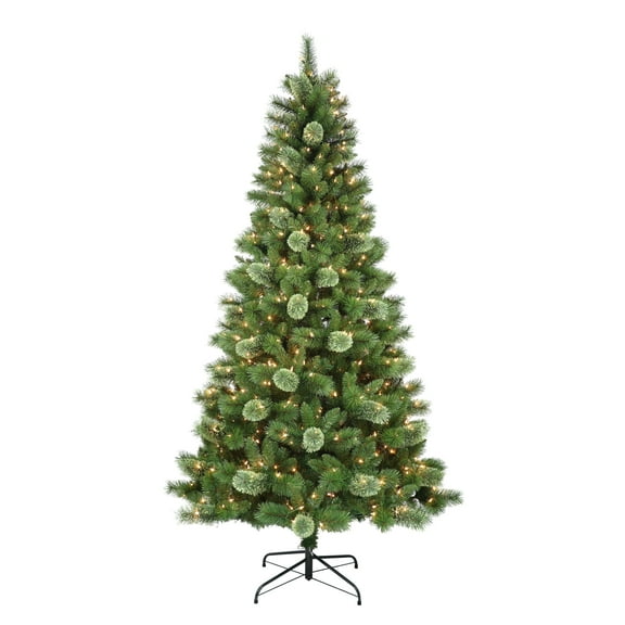 Pre-Lit 7.5' Western Pine Artificial Christmas Tree with 600 Lights, Green