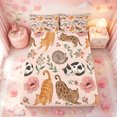 thumbnail image 5 of meiyoeat Floral Cat Pattern Bed Sheets,Pink Rustic Flower Full Size Sheets,4-Piece1 Flat Sheet, 1 Fitted Sheet and 2 Pillowcases, 5 of 6