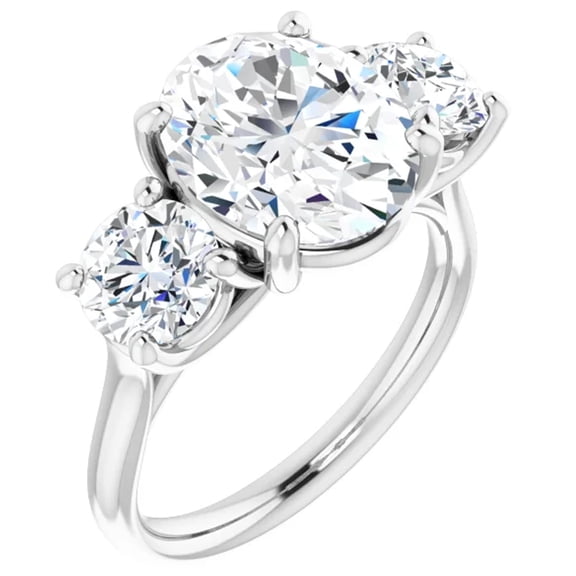 Three Stone Oval Cut Lab Diamond Engagement Ring 2.50 Carats