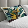 thumbnail image 2 of Ambesonne Floral Eucalyptus Quilted Pillowcover, Abstract Thistles, 30" x 20", Teal Mustard Blue, 2 of 2