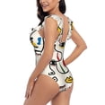 thumbnail image 5 of Yiaed Aabstract Eyes Print Women's Ruffled One Piece Swimsuit V Neck Swimwear Slimming Monokini for Woman-X-Large, 5 of 8