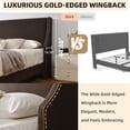 thumbnail image 4 of Full Size Upholstered Platform Bed Frame, Modern Bed Frame with 44.88" Tall Headboard Wingback, Storage Space & Linen, Strong Wooden Slats, No Box Spring Needed, Noise-Free, Easy Assembly, Brown, 4 of 9
