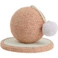 thumbnail image 1 of Rascador para gatos, Rascador para mesa con garras y bolas de sisal, juguetes interactivos para gatos de sisal, con bola, redondo, robusto, molinillo de bola redonda rosa, 1 of 5