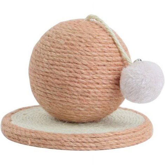 Rascador para gatos, Rascador para mesa con garras y bolas de sisal, juguetes interactivos para gatos de sisal, con bola, redondo, robusto, molinillo de bola redonda rosa