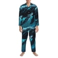 thumbnail image 3 of Yiaed Vintage Blue Pattern Whale Print Men’s Pajamas Set - Long Sleeve Button Down Sleep Shirt and Pajama Bottoms Sleepwear Set Mens Pjs Sets Men's Pajama Bottoms-XX-Large, 3 of 7