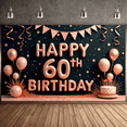 thumbnail image 3 of Golden Theme Happy 60th Birthday Banner Decorative Milestone Event Party Decoration for Adult Birthday Anniversary Celebration, 3 of 9
