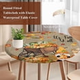 thumbnail image 4 of Fall Pumpkin Round Tablecloth, Fitted Table Cover with Elastic for 45"-54" Round Tables, Maple Leaves Thanksgiving Gnomes Farmhouse Cart Table Cloth Outdoor Dinning Party Waterproof Tablecloths, 4 of 7