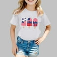 thumbnail image 2 of Big Kid Girl's 4th Of July Patriotic Short Sleeve T Shirt Cute Independence Day Flag Print Tee Comfortable Casual Summer Top For Toddler Kids Undershirts for Toddler Girls Winter 13-14 Years White, 2 of 4