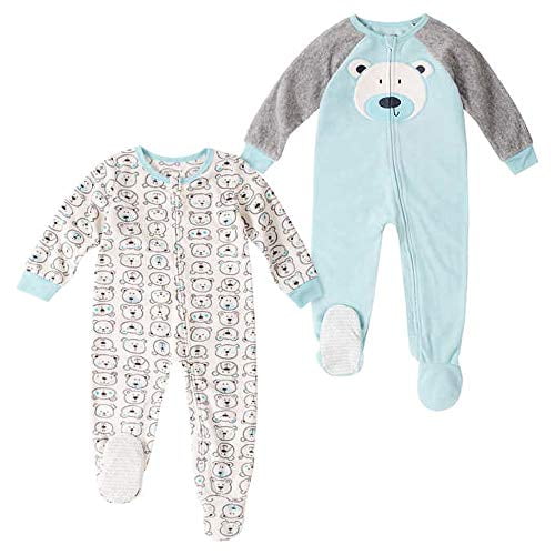 Toddler Boy's Polar Bear Fleece Footed Blanket Pajama Set, 2-Pack, Size 4T