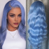 Blue Colored 13x4 Lace Front Wig Body Wave Brazilian Remy Human Hair Wigs Preplucked Natural Hairline High Density Elegant Hairstyle For Women Daily&Birthday&Wedding Use Wig 180 Density 20 Inch