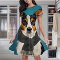 thumbnail image 2 of Chic Dog Scarf Art Print Women's Classic Swing Skater Dress Casual Work Party Cocktail Dresses, 2 of 6