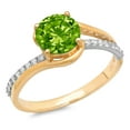 thumbnail image 2 of 1.71 ct Round Cut Natural Peridot Solitaire with Accents Engagement Ring for Women in 18K White/Yellow Gold, 2 of 2