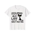 thumbnail image 1 of Women's Humorous "Assuming I'm Just an Old Lady" Graphic T-Shirt - 100% Cotton Loose Fit Round Neck Short Sleeve Top with Black Cat Design, Spring/Summer Essential Ladies T Shirts, Summer Clothing, C, 1 of 6