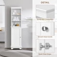 thumbnail image 5 of Alden Design Wooden Slim Bathroom Floor Cabinet for Small Space, White, 5 of 10